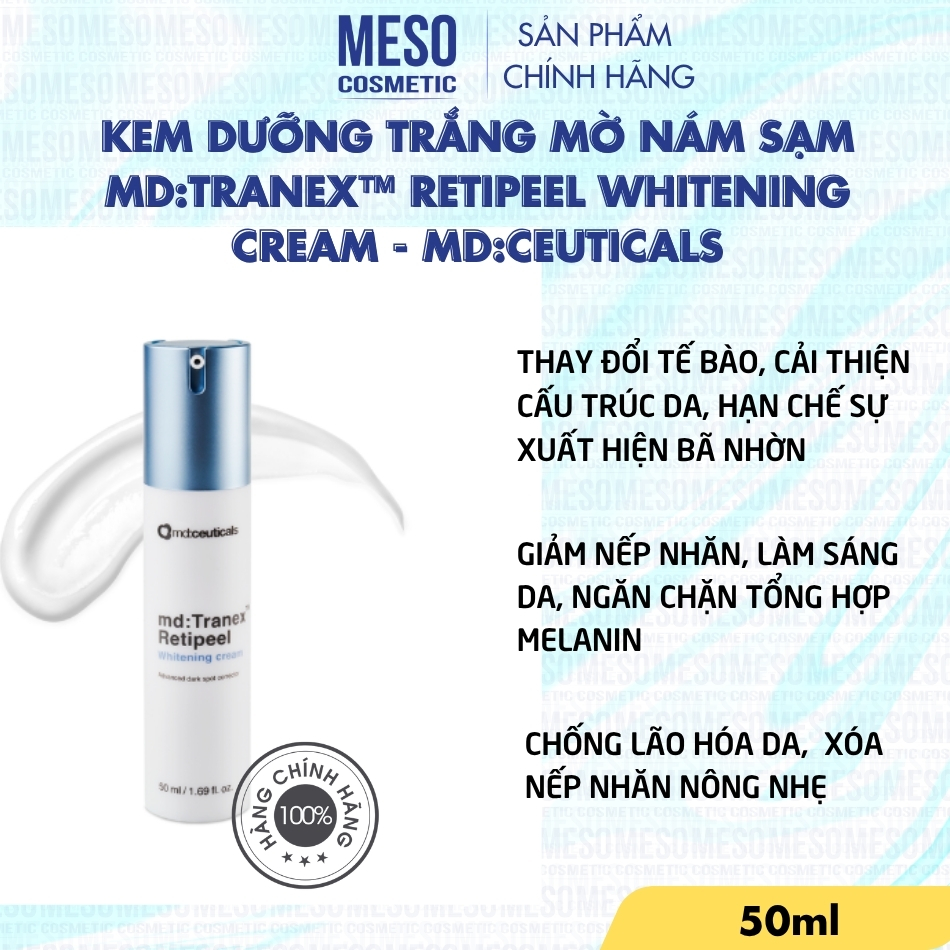 Kem Dưỡng Trắng Mờ Nám Sạm md:Tranex™ Retipeel Whitening Cream - MD:Ceuticals